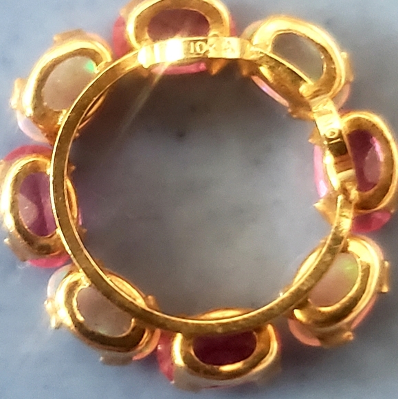 Opal Pink Gemstone 10k pendant 14k Necklace - Picture 2 of 4